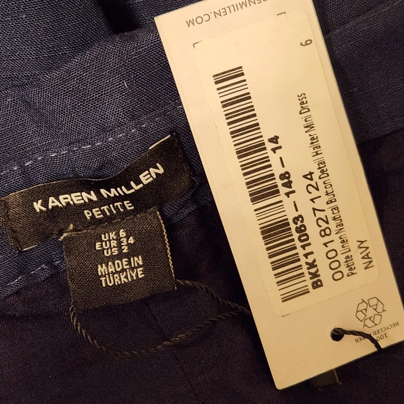 Karen Millen New Linen Dress Size 2P - Picture 5 of 8